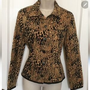 Willie Smith Women Cheeta Print Long Sleeve Blazer Size XS